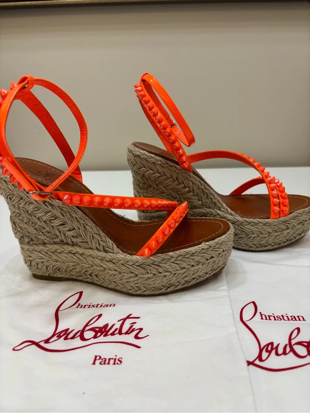 🧡 Christian Louboutin Pyraclou 110mm Espadrille Wedge Sandals